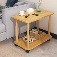 Mercer41 360 Degree Swivel Solid Wood Legs Easy Assembly Side Table 2 Tier Open Shelf Sofa Small Tea Table