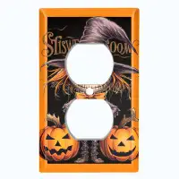 WorldAcc Metal Light Switch Plate Outlet Cover (Halloween Spooky Scare Crow Pumpkin - Single Duplex)