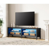 Winston Porter WAMPAT 70 Inch TV Stand With Blue LED Light For Tvs Up To 75"