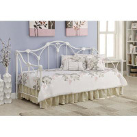 17 Stories Halladay Twin Metal Daybed with Floral Frame White
