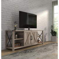 Gracie Oaks 68" TV Stand Wood Metal TV Console Industrial Entertainment Centre Farmhouse With Storage Cabinets And Shelv