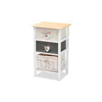 Lefancy.net Lefancy  Diella Modern and Contemporary Multi-Coloured Wood 2-Drawer Storage Unit with Basket