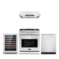 Cosmo 4 Piece Kitchen Package with French Door Refrigerator & 30" Freestanding Gas Range