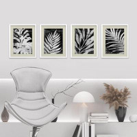SIGNLEADER Black & White Industrial Grunge Plant Variety Set of 4 Floral Botanical Wall Decor Framed Prints