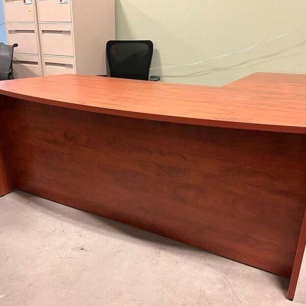 Showroom Model – IOF 72 x 84 Bow Front L-Shape Desk with Drawers – Summerflame in Desks in Belleville Area