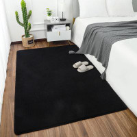 Mercer41 Mercer41 Ultra Soft Cotton Rugs For Bedroom Plush Black Carpet for Living Room 4x6ft