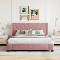 Latitude Run® Queen Size Storage Bed Linen Upholstered Platform Bed