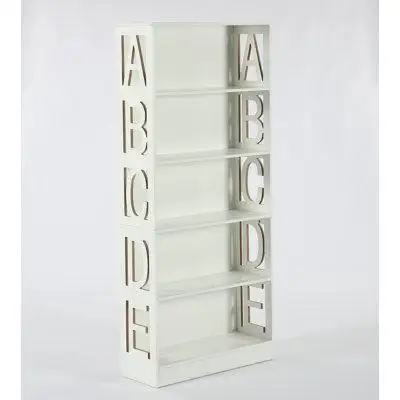 Isabelle & Max™ White Bookcase with Creative Hollow Alphabet, 70.9” Tall Modern Bookshelf