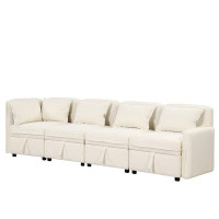 Latitude Run® 122.8" Convertible Modular Minimalist Sectional Sofa Free Combination 4 Seater Chenille Fabric With 5 Pill