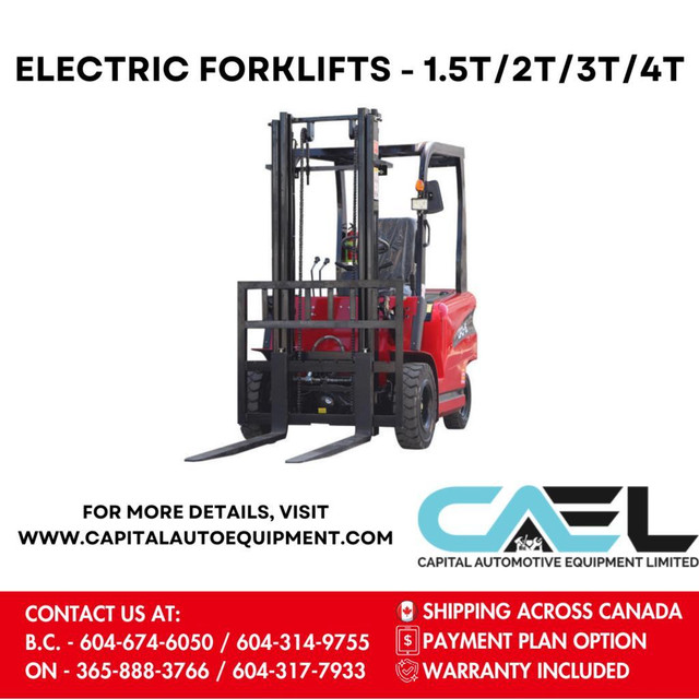 FINANCING AVAILABLE - Brand New !!! Electric Forklifts - 1.5T/2T/3T/4T in Other Business & Industrial - Image 2