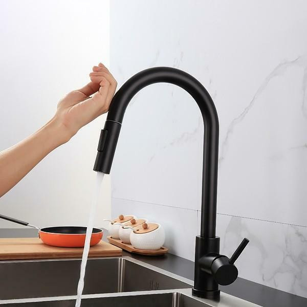 Matte Black Touch Kitchen faucet w Stainless Steel Pull Out Spray - Single Handle, 1 Hole in Plumbing, Sinks, Toilets & Showers - Image 4