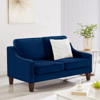 Mercer41 Modern Loveseat Sofa For Living Room, Upholstered Velvet Small Couch With Wooden Legs For Bedroom