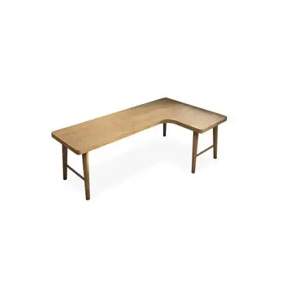 WONERD 62.99" Burlywood Solid Wood L-shape Desk