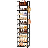 Mercer41 10 Tier Tall Shoe Rack For Closet, Narrow Shoe Rack For Entryway, 20-24 Pairs Vertical Shoe Organizer Storage S