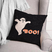 The Holiday Aisle® Berkett Retro Ghost Boo Throw Pillow