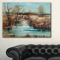 Design Art Trees and Creek Oil Painting - Wrapped Canvas Painting Print