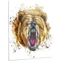 Made in Canada - Design Art 'Growling Grizzly Bear Watercolor' Graphic Art on Metal