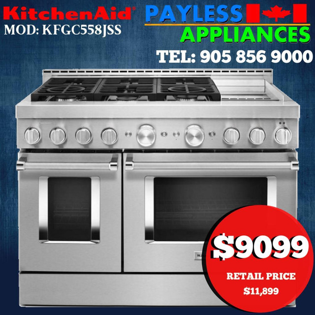 Kitchenaid KFGC558JSS 48 Slide In Gas Range Self Clean &amp; Convection Wi-Fi Enabled Stainless Steel color in Stoves, Ovens & Ranges in Markham / York Region