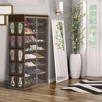 Rebrilliant 8 Tiers Shoe Rack With 10 Hanging Side Pockets And Clear Cover