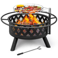 Winston Porter Lemkul 20'' H x 30'' W Steel Wood Burning Outdoor Fire Pit Table