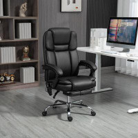 Rosefray Vinsetto Black Pu Leather Massage Office Chair With 6 Vibration Points, Heated Reclining Computer Chair - Adjus