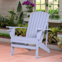 Highland Dunes Wooden Adirondack Chair, Outdoor Patio Lawn Chair With Cup Holder, Weather Resistant Lawn Furniture, Clas