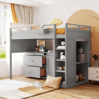 Harriet Bee Loft Bed With Desk And Cabinet