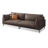 MABOLUS 106.30" coffee Genuine Leather Modular Sofa cushion couch