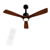 Wrought Studio Exquisite 52-Inch Solid Wood Ceiling Fan With Lights - Modern Elegance And Powerful Performance, 6-Speed,