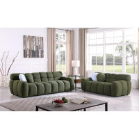 Latitude Run® Olive Green Bouclé Sofa & Loveseat Set: Ergonomically Designed For American Comfort