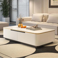 Great Deals Trading 55.12" White sintered stone tabletop Rectangular Coffee Table