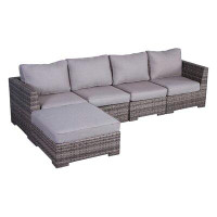 Birch Lane™ Caron Fully Assembled 122'' Wide Outdoor Wicker Symmetrical Patio Sectional with Cushions