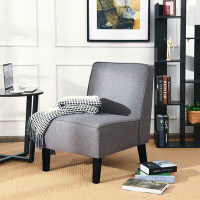 Ebern Designs Ebern Designs Modern Armless Accent Chair Fabric Single Sofa W/rubber Wood Legs Grey