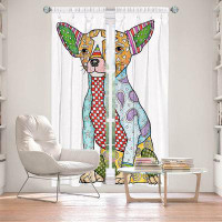 East Urban Home Lined Window Curtains 2-panel Set for Window Size by Marley Ungaro - Chihuahua Dog White