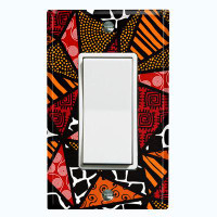 WorldAcc Metal Light Switch Plate Outlet Cover (Safari Pattern African Tribal Stained Glass Triangular Red Black   - Sin