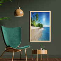 East Urban Home Ambesonne Tropic Wall Art With Frame, Ocean Tropical Palm Trees On Sunny Island Summer Beach Scene Panor