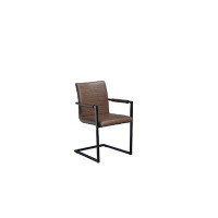 17 Stories Leather Upholstered Side Chair in Caramel Brown