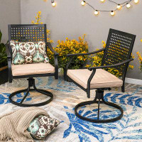 Wayfair 6 Pcs Patio Outdoor Metal Swivel Dining Chairs With Arms, With Cushions