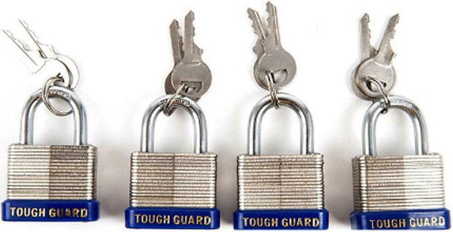 TOUGHGUARD® 30 MM STEEL PADLOCK SET PACK OF 4 -- Keep your belongings safe! in Other