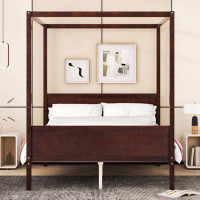 Red Barrel Studio Queen Size Canopy Platform Bed With Headboard And Footboard