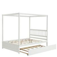 Harriet Bee Full Bed With Twin Trundle, White