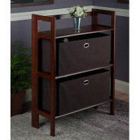 Ebern Designs Arlowe 38.54" H x 27.8" W Solid Wood Etagere Bookcase with Bins