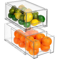 Prep & Savour Fridge Drawers - Clear Stackable Pull Out Refrigerator Organizer Bins - Food Storage Containers For Kitche