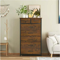 17 Stories 17 Storeys 7 Drawer Tall Dresser With Sturdy Metal Frame, Industrial Drawer Chest For Bedroom