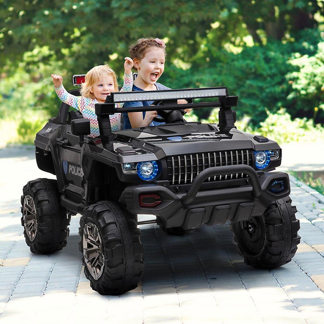 12V RIDE ON POLICE CAR 2 SEATER FOR 3 - 8 YEARS OLD KIDS W/ PARENTAL REMOTE CONTROL LED LIGHTS MP3 in Toys & Games - Image 2