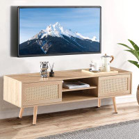 Bay Isle Home™ Alfonce Media Console with Rattan Doors TV Stand For TVs Up To 65"