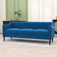 Ebern Designs Anaeli Upholstered 3 Seats Sofa Couch with Wooden Frame and Wood Legs for Living Room