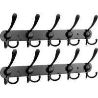 Winston Porter Coat Rack Wall Mounted-2 Pack(5 Hooks, Matte Black)