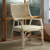 One Allium Way 34"H Natural Wood Colour Rattan Armchair Accent Chairs