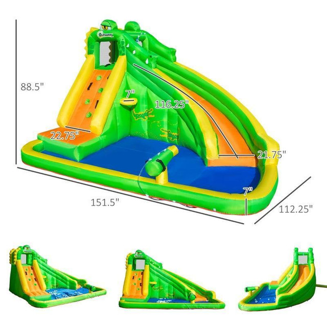 INFLATABLE WATER SLIDES, 6 IN 1 CROCODILE LARGE BOUNCY HOUSE FOR KIDS BACKYARD in Toys & Games - Image 4